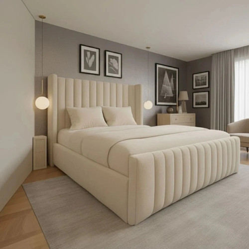 Winged panel bed frame - winged, plush