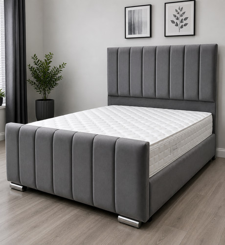 Ottoman panel grey plush - ottoman,