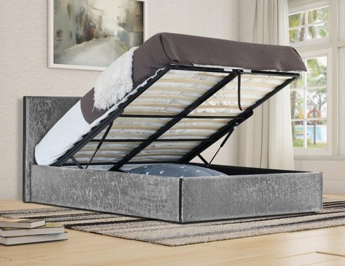 Silver velvet ottoman storage - silver,