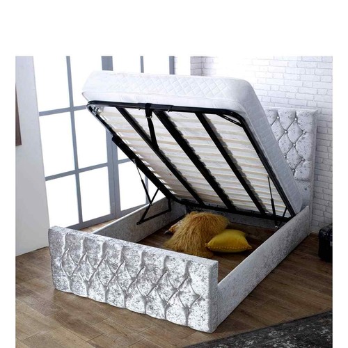 Diamond crushed velvet ottoman - diamond,