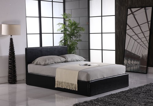 Faux leather ottoman - faux,