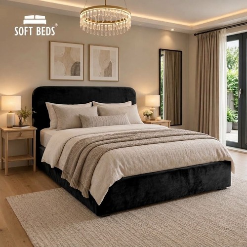 Panel bed frame plush - frame, velvet