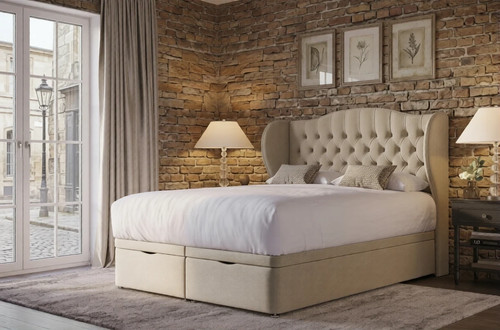 Curved winged ottoman divan - ottoman,