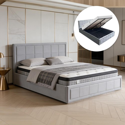 Luxury grey fabric ottoman - grey,