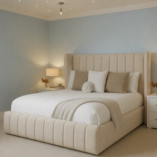 Ottoman winged panel bed frame - winged,