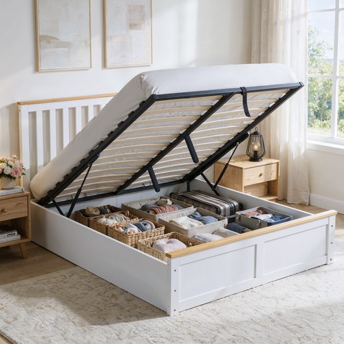 Wooden ottoman gas lift - wooden,