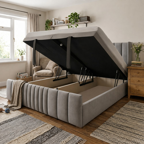 Ottoman divan winged panel bed - winged,