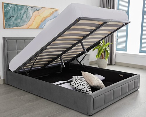Velvet ottoman storage bed - velvet,