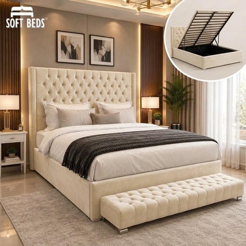 Chesterfield bed frame plush - bed,