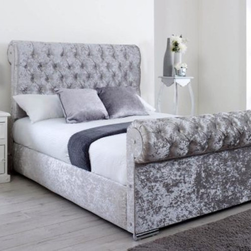 Scroll sleigh bed frame - bed, plush